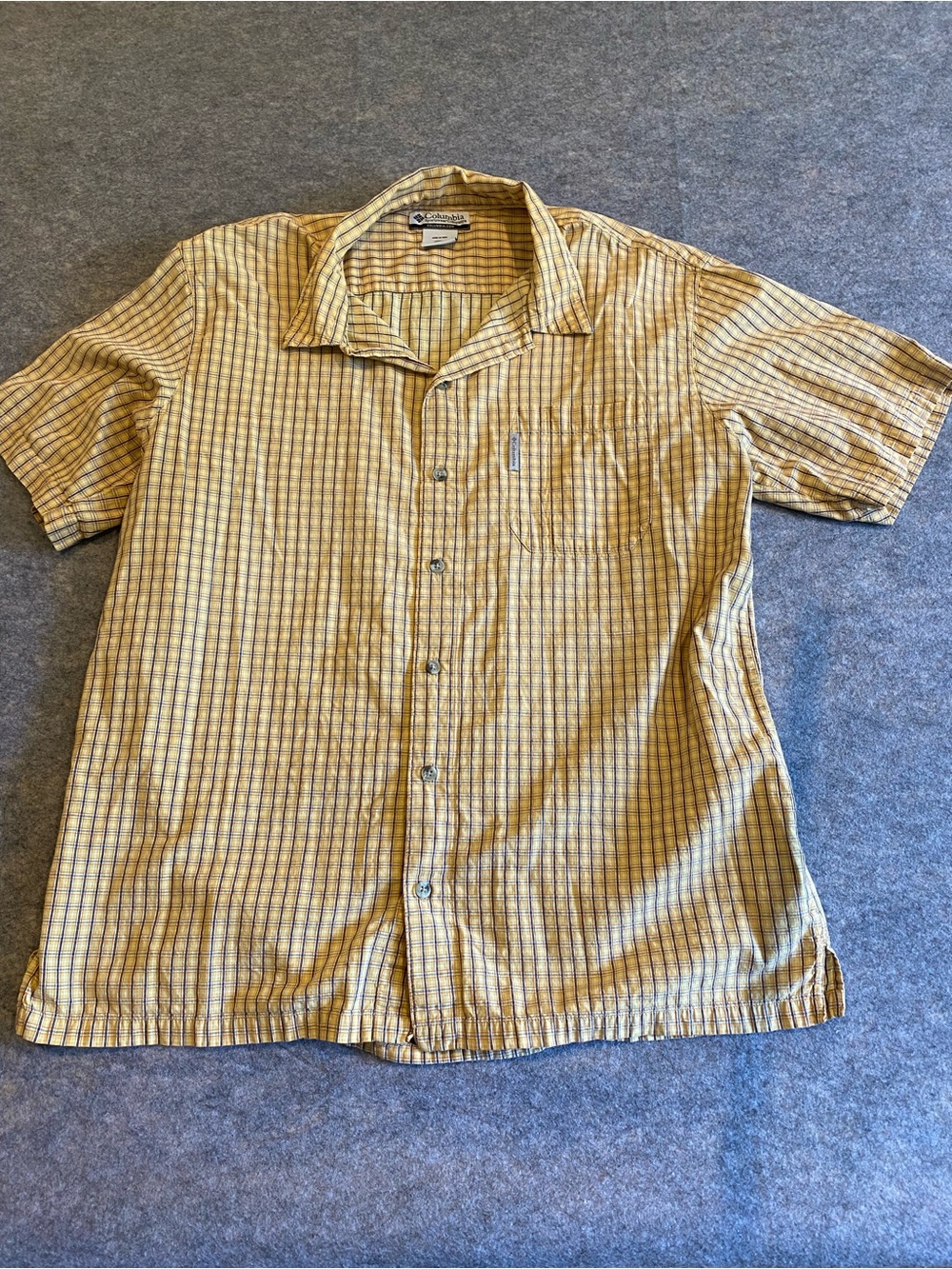 Columbia Yellow Plaid Button Down Shirt